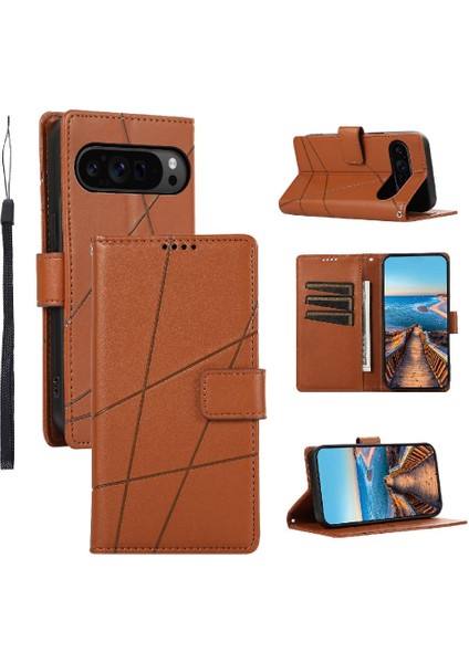 Google Piksel 9 Pro Için Flip Case Kickstand Şok Emici Darbeye (Yurt Dışından)