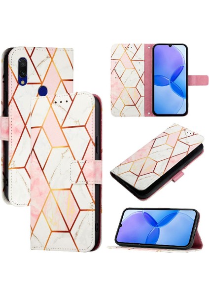 Xiaomi Redmi 7 Mermer Desen Pu Deri Kickstand Cüzdan (Yurt Dışından)