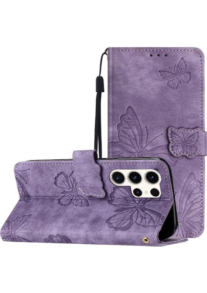 Samsung Galaxy S24 Ultra Cüzdan Manyetik Kapatma Kelebek Için Flip Case (Yurt Dışından)