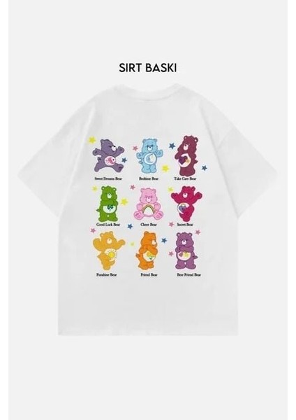 Beyaz Unisex Sırt Baskılı Care Bears T-Shirt L fiyatları