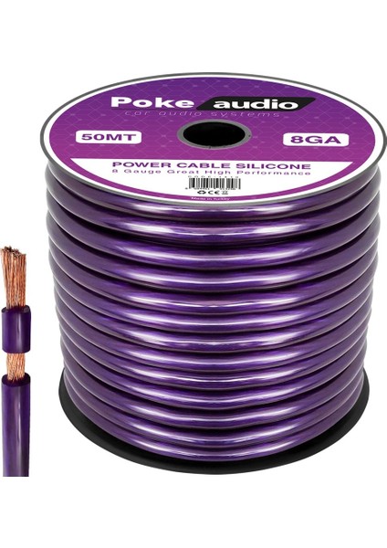 8ga Oto Anfi Power Kablo Silikon 50MT Poke PK-1410