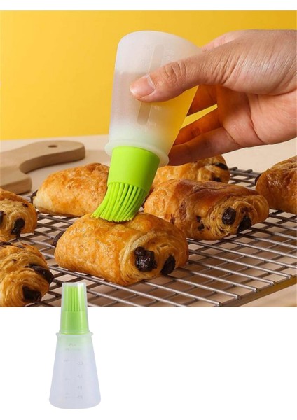 Hazneli Silikon Fırçalı Yağdanlık Yağ Sos ve Yumurta Fırçası Silikon Yağdanlığı