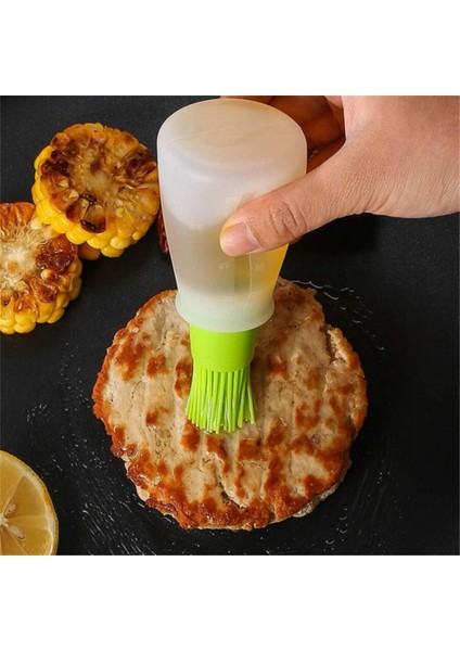 Hazneli Silikon Fırçalı Yağdanlık Yağ Sos ve Yumurta Fırçası Silikon Yağdanlığı