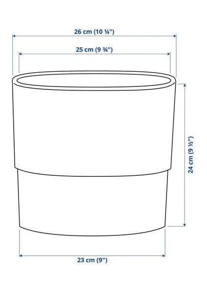 Ikea Nypon Gri Saksı Plastik 24 cm İç Dış Mekan İçin Uygun