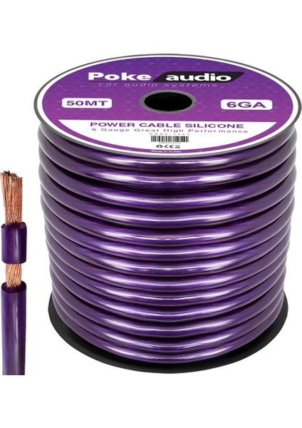 6ga Oto Anfi Power Kablo Silikon 50MT Poke PK-1443