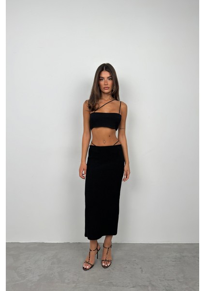 Ip Detay Dokulu Maxi Etek