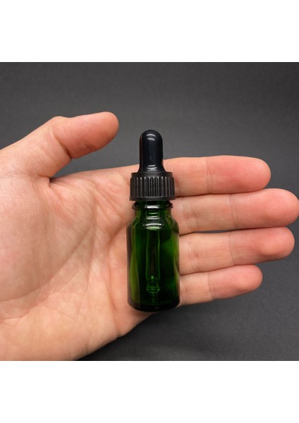 10ML Yeşil Cam Damlalıklı Şişe , Siyah Plastik Kapak , 10 cc Yeşil Cam Damlalıklı Şişe x 6 Adet