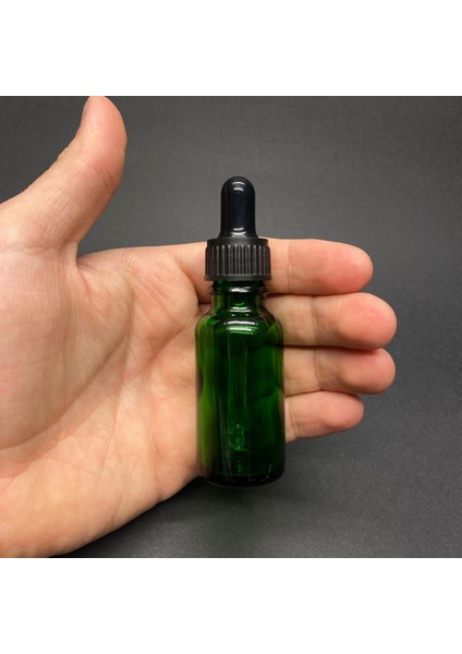 20ML Yeşil Cam Damlalıklı Şişe , Siyah Plastik Kapak , 20 cc Yeşil Cam Damlalıklı Şişe x 6 Adet