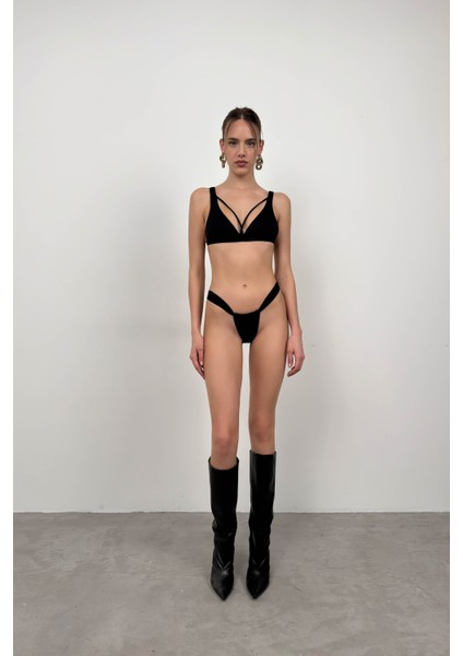 Biye Detay Büzgülü Bikini Takım