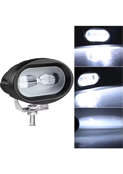 LED Spot Işık ve Beyaz Projektör Lens Oval Çift Gözlü LED Off Road Lamba Motosiklet ve Iş Makinesi Projektörü 12V-85V fırsatları