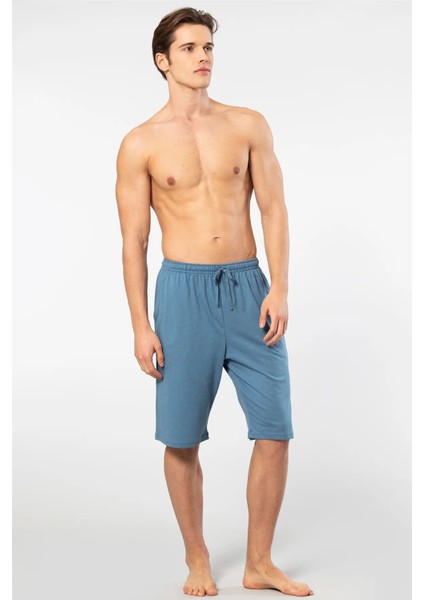 2172 Erkek Modal Tek Bermuda Pijama Altı-Indigo