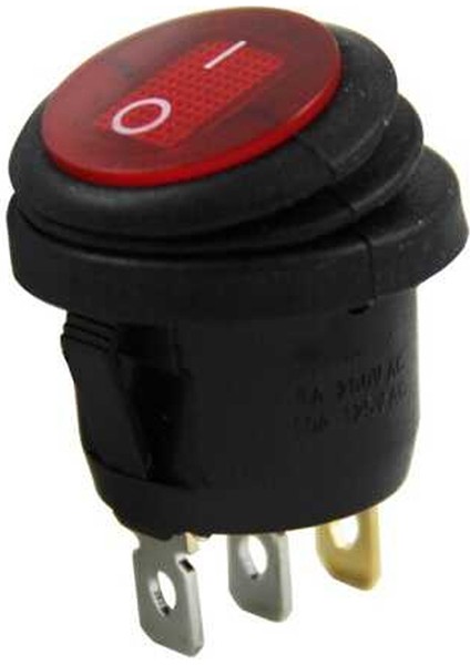 IC-131W Yuvarlak 220 Volt Işıklı Su Geçirmez On Off Anahtar 3 Pin Aç Kapa Düğme Buton 24.7 x 35.7 mm