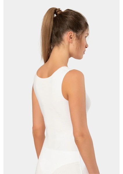 906 Kadın Lazer Kesim Pamuklu Atlet-Beyaz fiyatları