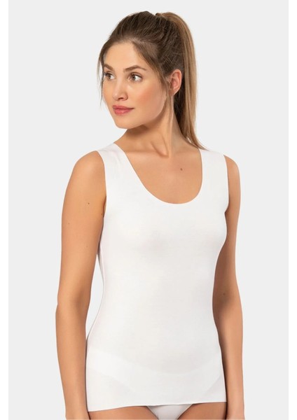 906 Kadın Lazer Kesim Pamuklu Atlet-Beyaz fırsatları