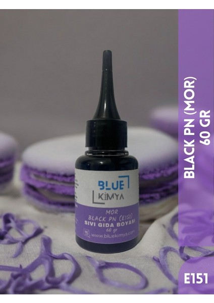 Blue Kimya Mor Sıvı Gıda Boyası 60 gr Su Bazlı Likit Black Pn E151