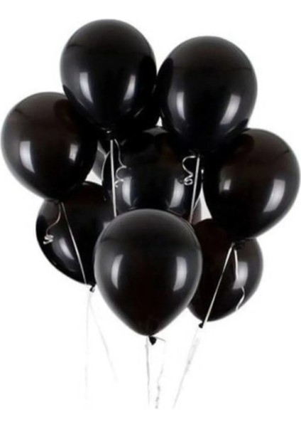 12" 30 cm Metalik Siyah Balon 20 Adet