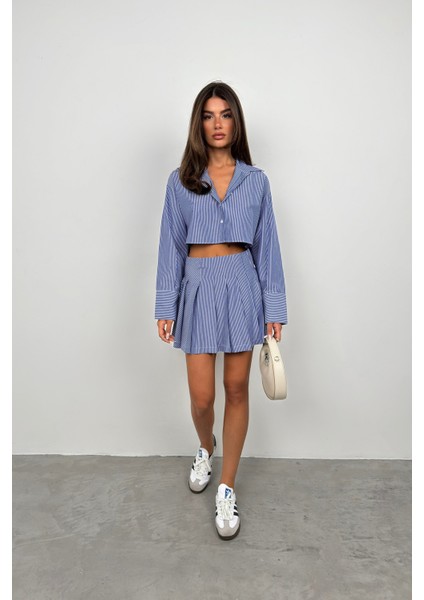Çizgili Crop Gömlek