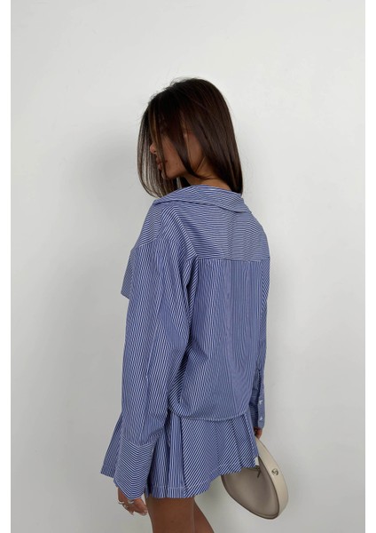Çizgili Crop Gömlek indirimleri