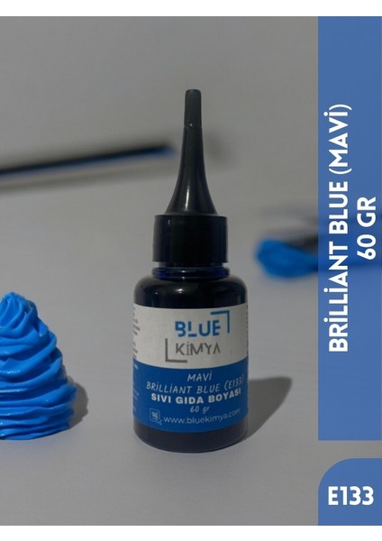 Mavi Sıvı Gıda Boyası 60 gr Su Bazlı Likit Brilliant Blue E133