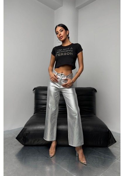 Taş Detay Crop T-Shirt modelleri