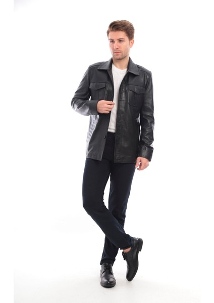 Deri Erkek Blazer Yaka Deri Ceket