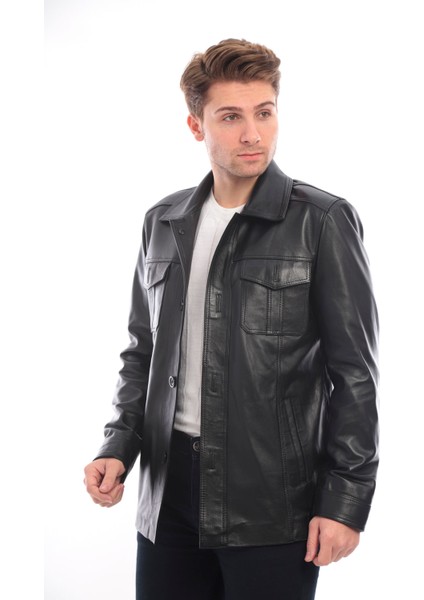 Deri Erkek Blazer Yaka Deri Ceket
