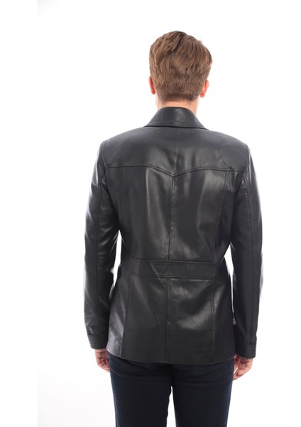 Deri Erkek Blazer Yaka Deri Ceket