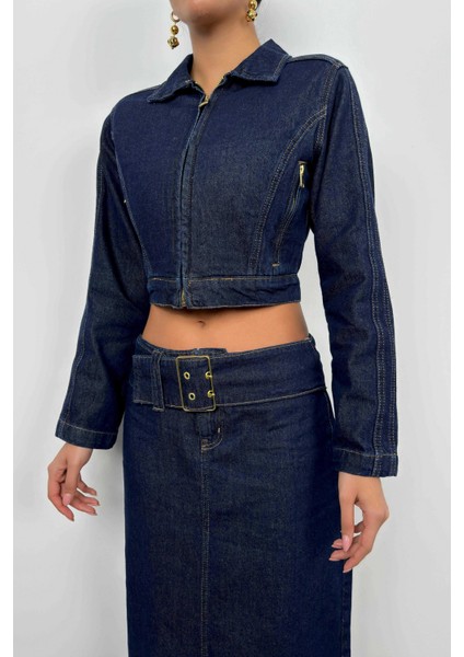 Kemer Detay Maxi Denim Etek modelleri