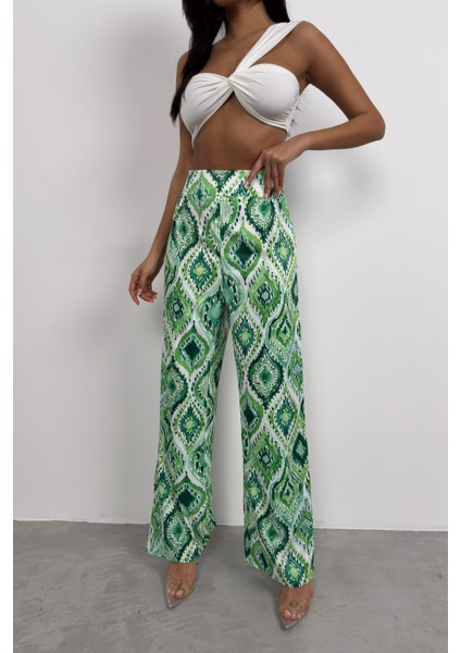 Desenli Saten Pantolon modelleri