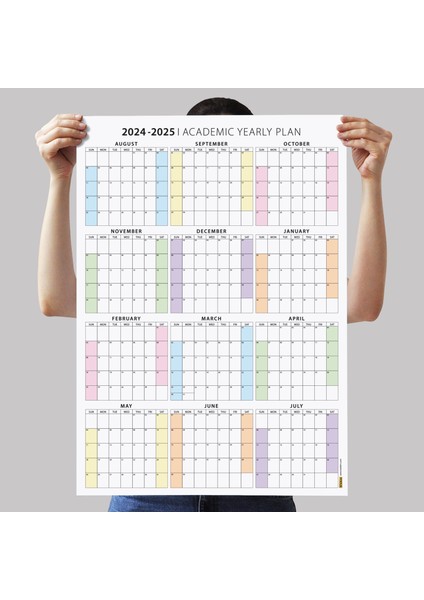 Amerikan Standardı 2024 -2025 Akademik Duvar Takvimi, Ağustos Başlangıçlı, United States Calendar