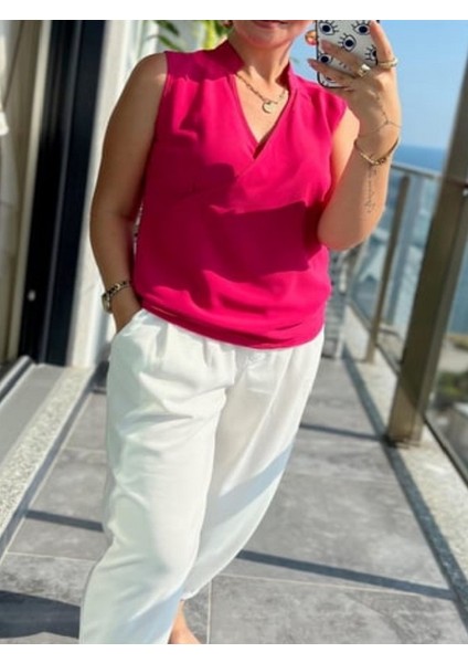 Kruvaze Dik Yaka Bluz