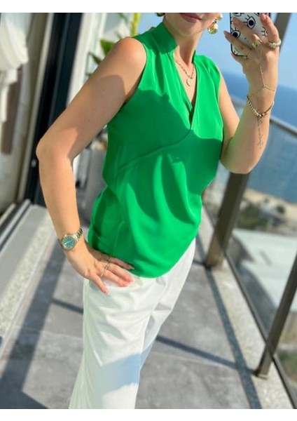 Kruvaze Dik Yaka Bluz