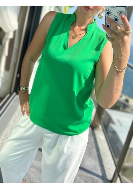 Kruvaze Dik Yaka Bluz fiyatları