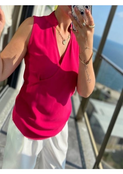 Kruvaze Dik Yaka Bluz modelleri