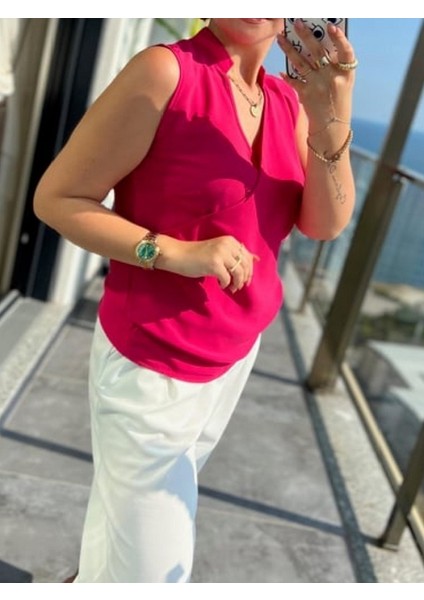 Kruvaze Dik Yaka Bluz indirimleri