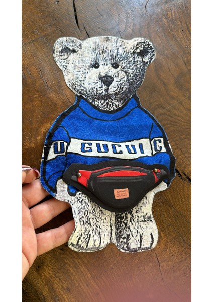 Sünger Çantalı Ayı Arma Dikiş Aplike 27X16 cm