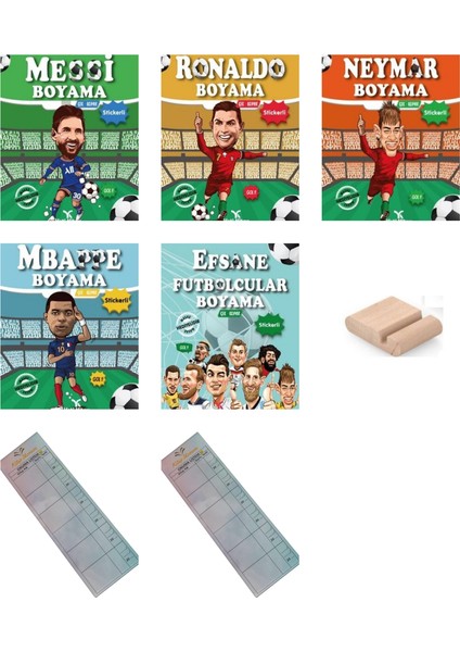 Messi - Ronaldo - Neymar - Mbappe - Efsane Futbolcular Boyama Kitabı - Telefon Standı fiyatları