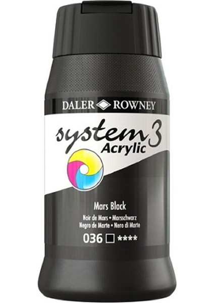 System 3 Akrilik Boya 500ML 036 Mars Black