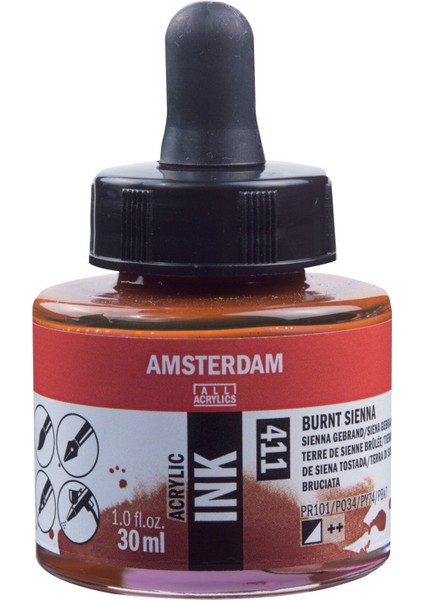 Sıvı Akrilik Mürekkep Boya 30ML 411 Burnt Sienna