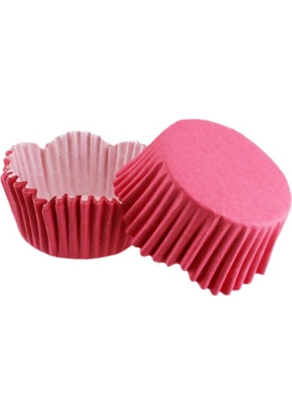 Cupcake Kalıbı Pet Kapsül Dalgalı Kek Kalıbı 65X38 mm - 100 Adet Fuşya 3.8x6.5 cm