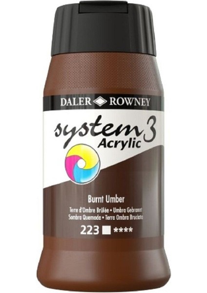 System 3 Akrilik Boya 500ML 223 Burnt Umber