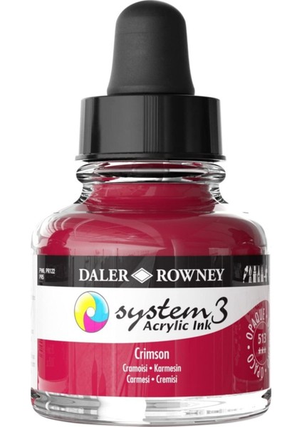 System 3 Sıvı Akrilik Mürekkep Boya 29.5ml 513 Crimson