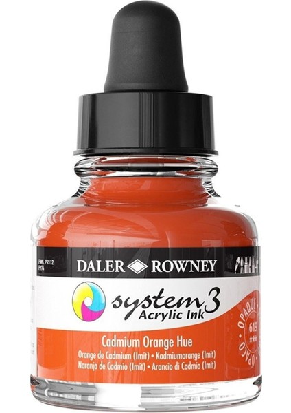System 3 Sıvı Akrilik Mürekkep Boya 29.5ml 619 Cadmium Orange Hue