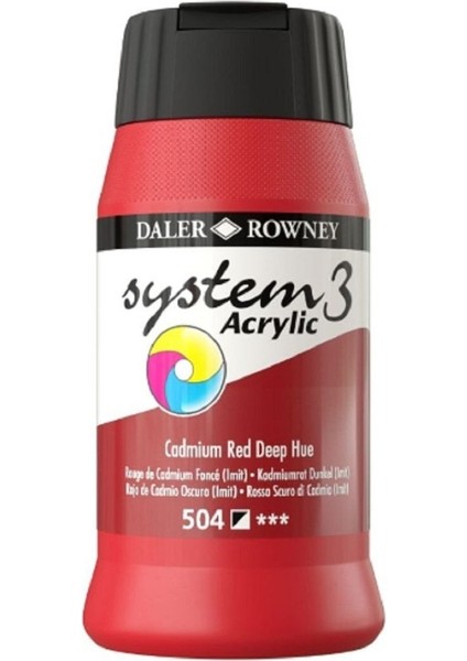 System 3 Akrilik Boya 500ML 504 Cadmium Red Deep Hue
