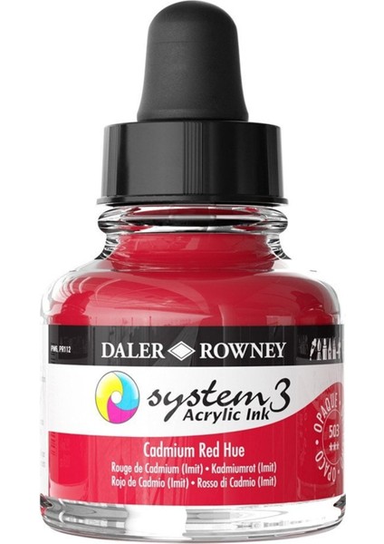 System 3 Sıvı Akrilik Mürekkep Boya 29.5ml 503 Cadmium Red Hue