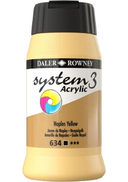 System 3 Akrilik Boya 500ML 634 Naples Yellow