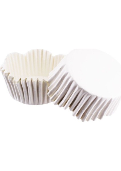 Cupcake Kalıbı Pet Kapsül Dalgalı Kek Kalıbı 65X38 mm - 100 Adet Beyaz 3.8x6.5 cm