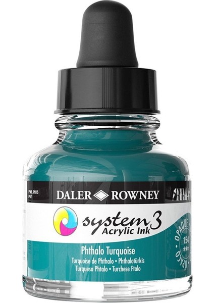 System 3 Sıvı Akrilik Mürekkep Boya 29.5ml 154 Phthalo Turquoise