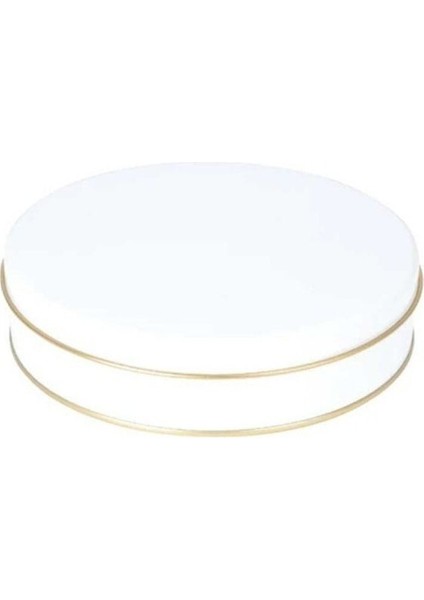 Yuvarlak Teneke Kutu Bal ve Şeker Kutusu 7x2 cm - 12'li Beyaz