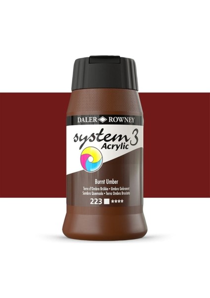 System 3 Akrilik Boya 500ML 223 Burnt Umber